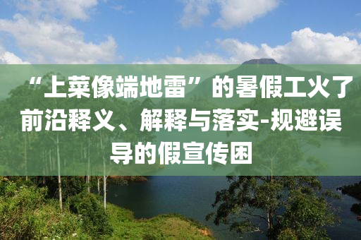 “上菜像端地雷”的暑假工火了前沿釋義、解釋與落實-規避誤導的假宣傳困
