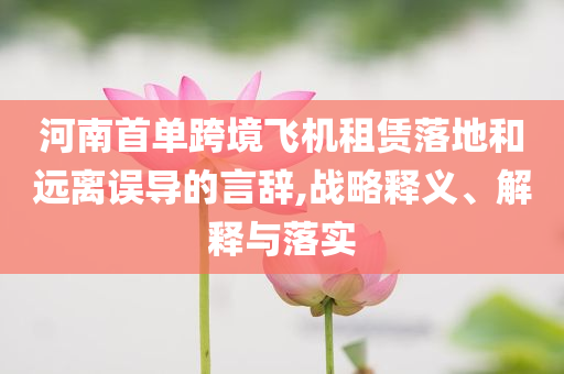 河南首單跨境飛機租賃落地和遠離誤導的言辭,戰略釋義、解釋與落實