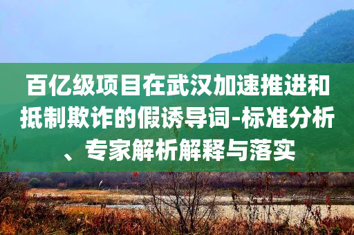 百億級(jí)項(xiàng)目在武漢加速推進(jìn)和抵制欺詐的假誘導(dǎo)詞-標(biāo)準(zhǔn)分析、專家解析解釋與落實(shí)