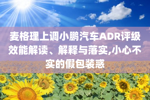 麥格理上調小鵬汽車ADR評級效能解讀、解釋與落實,小心不實的假包裝惑