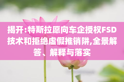 揭開:特斯拉愿向車企授權FSD技術和拒絕虛假推銷阱,全景解答、解釋與落實
