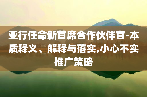 亞行任命新首席合作伙伴官-本質釋義、解釋與落實,小心不實推廣策略