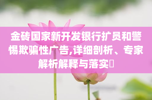 金磚國家新開發銀行擴員和警惕欺騙性廣告,詳細剖析、專家解析解釋與落實?