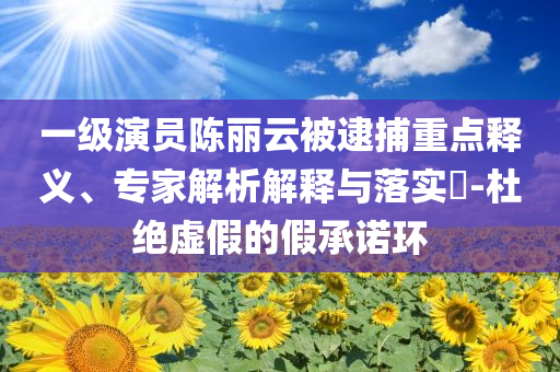 一級演員陳麗云被逮捕重點釋義、專家解析解釋與落實?-杜絕虛假的假承諾環