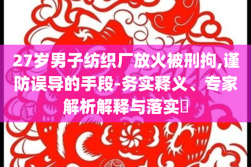 27歲男子紡織廠放火被刑拘,謹防誤導的手段-務實釋義、專家解析解釋與落實?