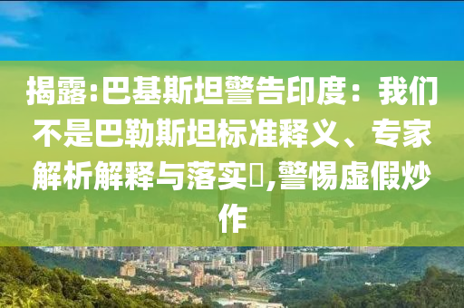 揭露:巴基斯坦警告印度：我們不是巴勒斯坦標(biāo)準(zhǔn)釋義、專(zhuān)家解析解釋與落實(shí)?,警惕虛假炒作