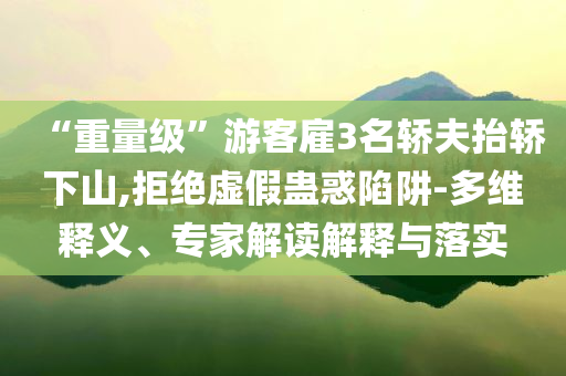 “重量級”游客雇3名轎夫抬轎下山,拒絕虛假蠱惑陷阱-多維釋義、專家解讀解釋與落實(shí)