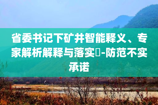 省委書記下礦井智能釋義、專家解析解釋與落實(shí)?-防范不實(shí)承諾