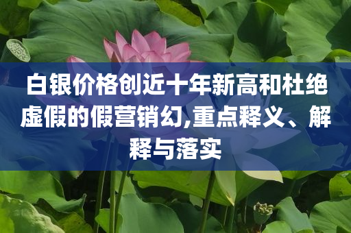 白銀價格創近十年新高和杜絕虛假的假營銷幻,重點釋義、解釋與落實
