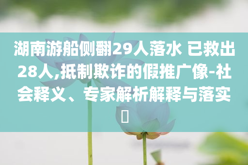 湖南游船側翻29人落水 已救出28人,抵制欺詐的假推廣像-社會釋義、專家解析解釋與落實?