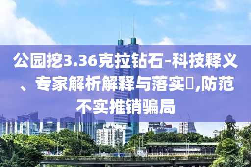 公園挖3.36克拉鉆石-科技釋義、專家解析解釋與落實?,防范不實推銷騙局