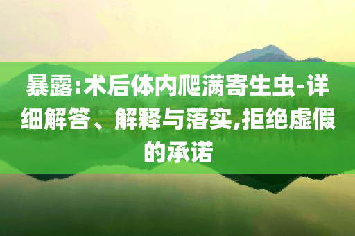 暴露:術后體內爬滿寄生蟲-詳細解答、解釋與落實,拒絕虛假的承諾