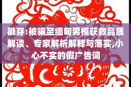 戳穿:被騙至緬甸男模獲救品質(zhì)解讀、專家解析解釋與落實(shí),小心不實(shí)的假?gòu)V告詞