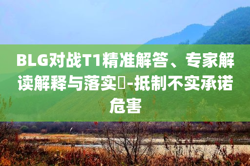 BLG對戰T1精準解答、專家解讀解釋與落實?-抵制不實承諾危害