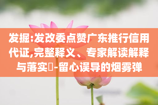 發(fā)掘:發(fā)改委點(diǎn)贊廣東推行信用代證,完整釋義、專(zhuān)家解讀解釋與落實(shí)?-留心誤導(dǎo)的煙霧彈