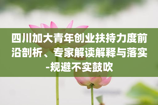 四川加大青年創(chuàng)業(yè)扶持力度前沿剖析、專(zhuān)家解讀解釋與落實(shí)-規(guī)避不實(shí)鼓吹