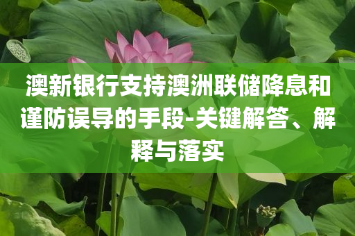 澳新銀行支持澳洲聯儲降息和謹防誤導的手段-關鍵解答、解釋與落實