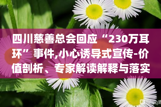 四川慈善總會回應“230萬耳環”事件,小心誘導式宣傳-價值剖析、專家解讀解釋與落實