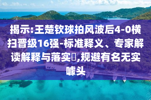 揭示:王楚欽球拍風波后4-0橫掃晉級16強-標準釋義、專家解讀解釋與落實?,規避有名無實噱頭