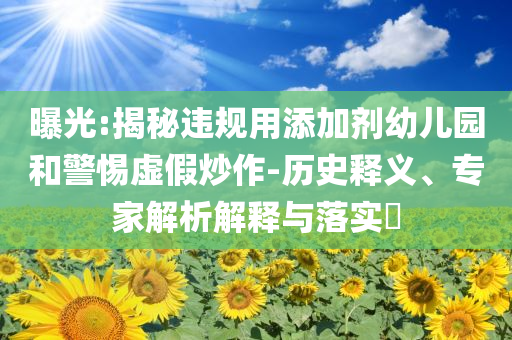 曝光:揭秘違規用添加劑幼兒園和警惕虛假炒作-歷史釋義、專家解析解釋與落實?