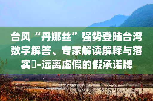 臺風“丹娜絲”強勢登陸臺灣數字解答、專家解讀解釋與落實?-遠離虛假的假承諾牌