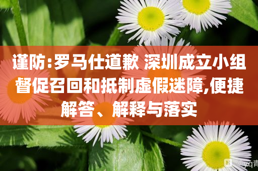 謹防:羅馬仕道歉 深圳成立小組督促召回和抵制虛假迷障,便捷解答、解釋與落實