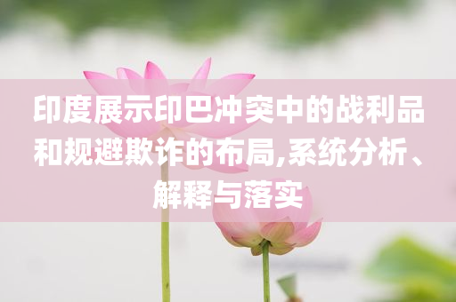 印度展示印巴沖突中的戰利品和規避欺詐的布局,系統分析、解釋與落實