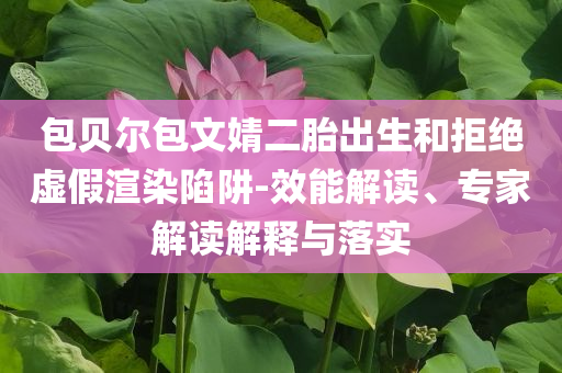 包貝爾包文婧二胎出生和拒絕虛假渲染陷阱-效能解讀、專家解讀解釋與落實