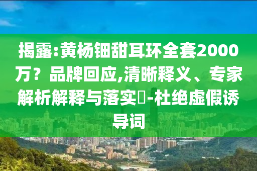 揭露:黃楊鈿甜耳環全套2000萬？品牌回應,清晰釋義、專家解析解釋與落實?-杜絕虛假誘導詞