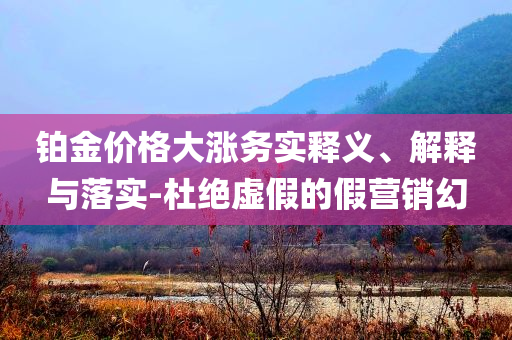 鉑金價格大漲務實釋義、解釋與落實-杜絕虛假的假營銷幻
