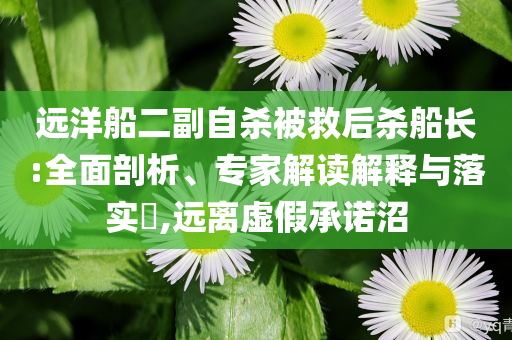 遠(yuǎn)洋船二副自殺被救后殺船長:全面剖析、專家解讀解釋與落實(shí)?,遠(yuǎn)離虛假承諾沼