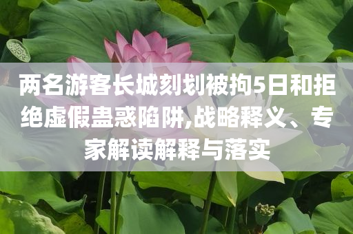 兩名游客長城刻劃被拘5日和拒絕虛假蠱惑陷阱,戰略釋義、專家解讀解釋與落實