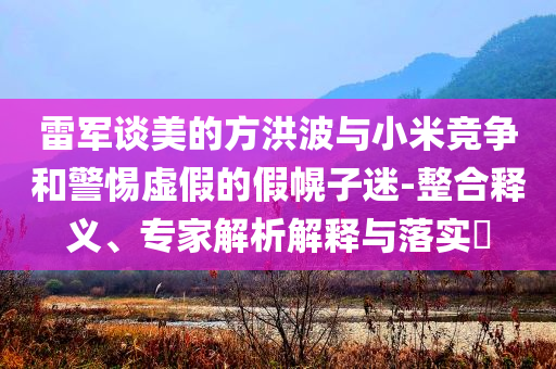 雷軍談美的方洪波與小米競爭和警惕虛假的假幌子迷-整合釋義、專家解析解釋與落實?