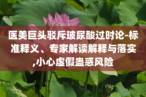 醫(yī)美巨頭駁斥玻尿酸過(guò)時(shí)論-標(biāo)準(zhǔn)釋義、專(zhuān)家解讀解釋與落實(shí),小心虛假蠱惑風(fēng)險(xiǎn)