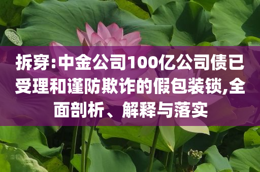 拆穿:中金公司100億公司債已受理和謹(jǐn)防欺詐的假包裝鎖,全面剖析、解釋與落實(shí)