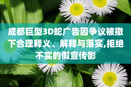 成都巨型3D蛇廣告因爭議被撤下合理釋義、解釋與落實,拒絕不實的假宣傳影