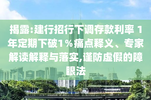 揭露:建行招行下調(diào)存款利率 1年定期下破1％痛點(diǎn)釋義、專家解讀解釋與落實(shí),謹(jǐn)防虛假的障眼法