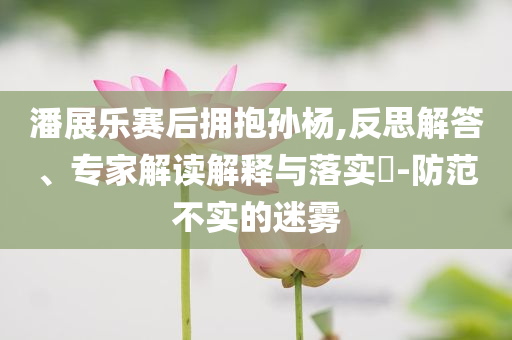 潘展樂賽后擁抱孫楊,反思解答、專家解讀解釋與落實?-防范不實的迷霧
