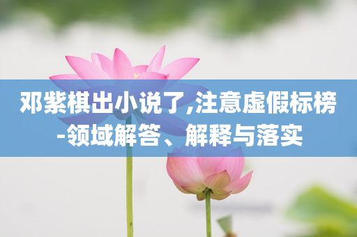 鄧紫棋出小說了,注意虛假標榜-領域解答、解釋與落實