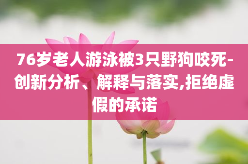 76歲老人游泳被3只野狗咬死-創新分析、解釋與落實,拒絕虛假的承諾