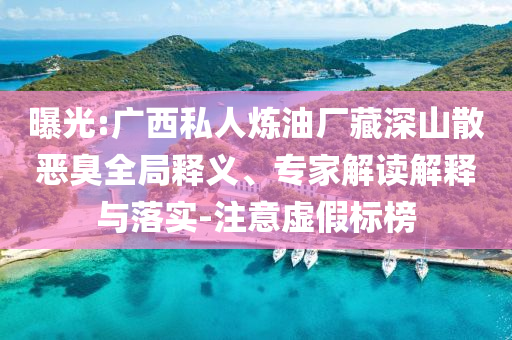 曝光:廣西私人煉油廠藏深山散惡臭全局釋義、專家解讀解釋與落實-注意虛假標榜