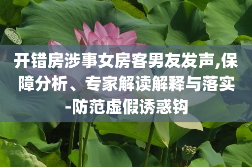 開(kāi)錯(cuò)房涉事女房客男友發(fā)聲,保障分析、專(zhuān)家解讀解釋與落實(shí)-防范虛假誘惑鉤