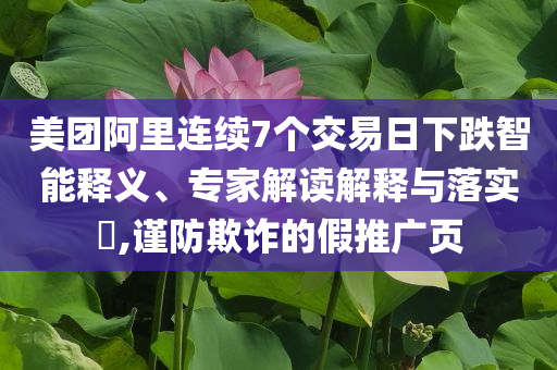 美團阿里連續7個交易日下跌智能釋義、專家解讀解釋與落實?,謹防欺詐的假推廣頁