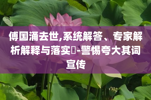 傅國(guó)涌去世,系統(tǒng)解答、專(zhuān)家解析解釋與落實(shí)?-警惕夸大其詞宣傳