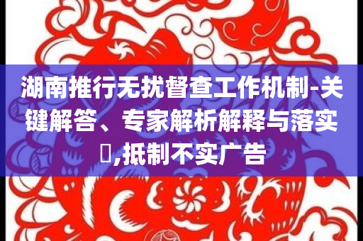 湖南推行無(wú)擾督查工作機(jī)制-關(guān)鍵解答、專家解析解釋與落實(shí)?,抵制不實(shí)廣告