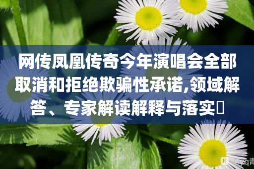 網(wǎng)傳鳳凰傳奇今年演唱會(huì)全部取消和拒絕欺騙性承諾,領(lǐng)域解答、專家解讀解釋與落實(shí)?