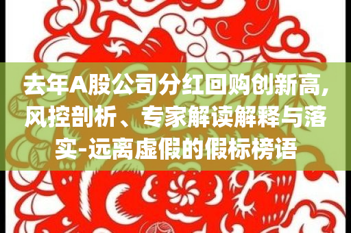 去年A股公司分紅回購創新高,風控剖析、專家解讀解釋與落實-遠離虛假的假標榜語