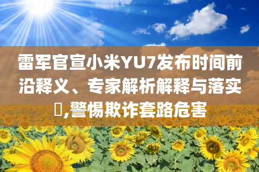雷軍官宣小米YU7發(fā)布時(shí)間前沿釋義、專(zhuān)家解析解釋與落實(shí)?,警惕欺詐套路危害