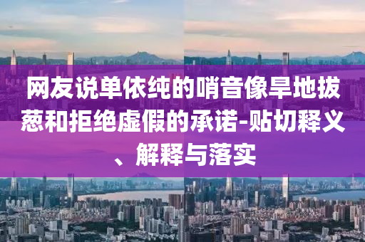 網友說單依純的哨音像旱地拔蔥和拒絕虛假的承諾-貼切釋義、解釋與落實