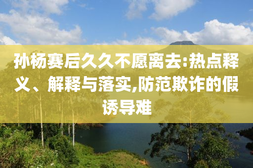 孫楊賽后久久不愿離去:熱點釋義、解釋與落實,防范欺詐的假誘導難